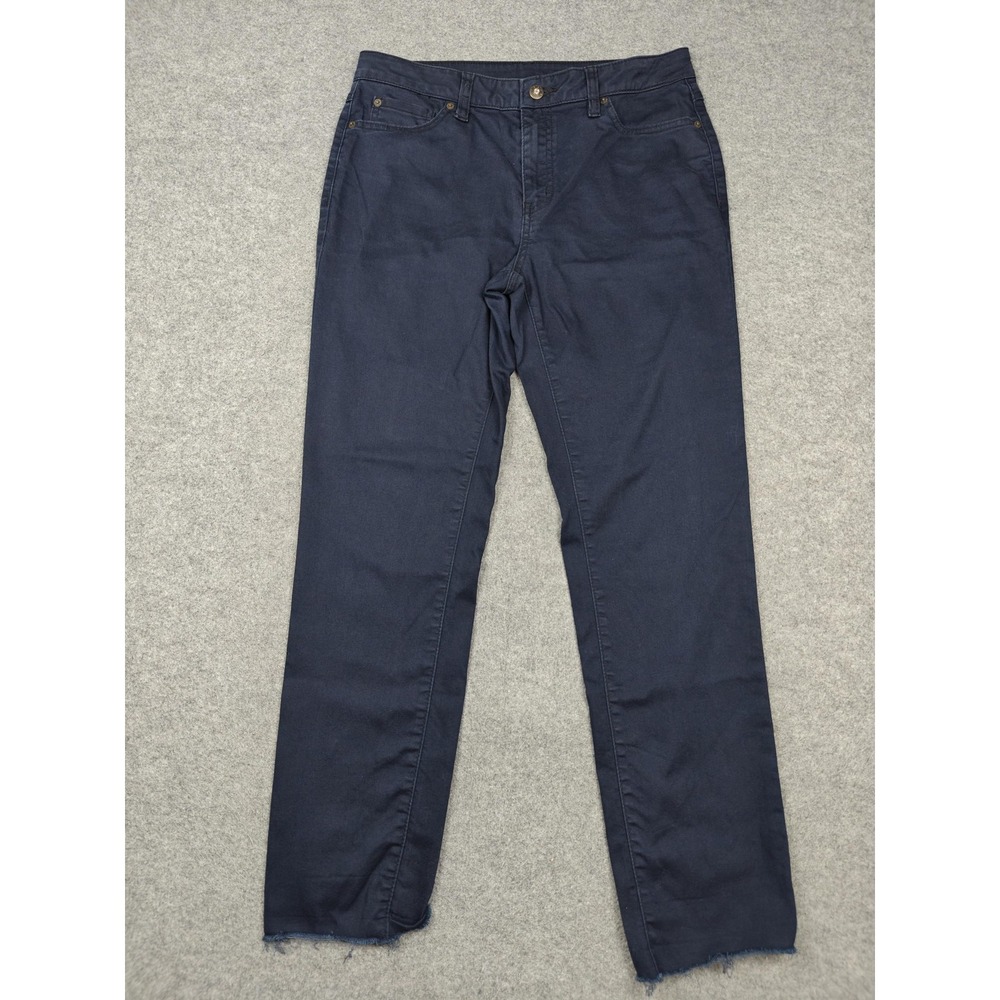 PrAna Pants Womens 8 Blue Twill Khakis Straight Leg Zip Pockets Chino Casual